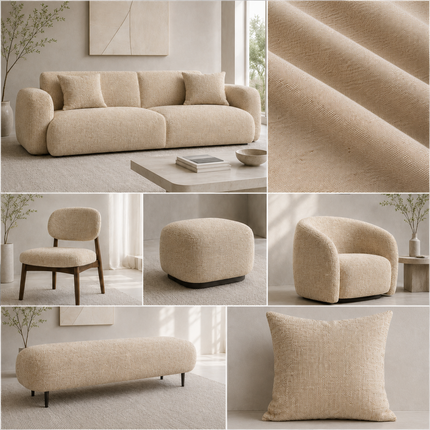 HUBER - Linen Upholstery Fabric- Sand Beige