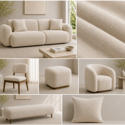 HUBER - Linen Upholstery Fabric- Soft Beige