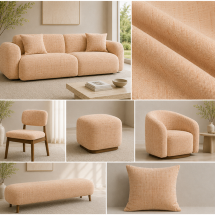 HUBER - Linen Upholstery Fabric- Dusty Peach