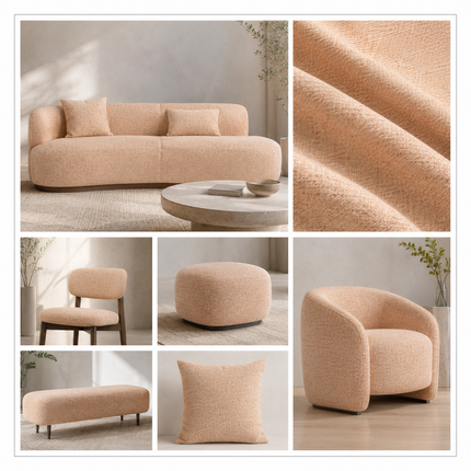 HUBER - Linen Upholstery Fabric- Peach Sand