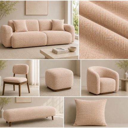 HUBER - Linen Upholstery Fabric- Oatmeal