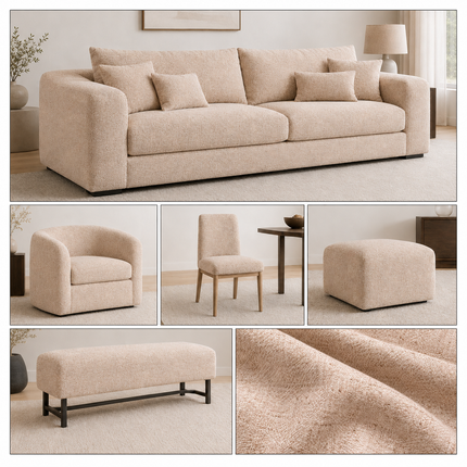 HUBER - Linen Upholstery Fabric- Warm Beige
