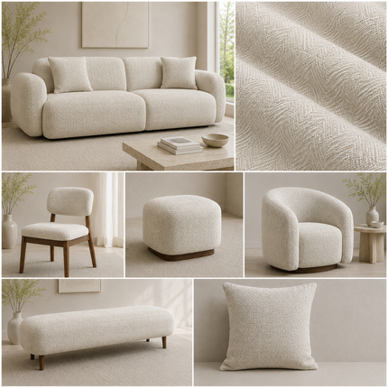 HUBER - Linen Upholstery Fabric- Light Stone