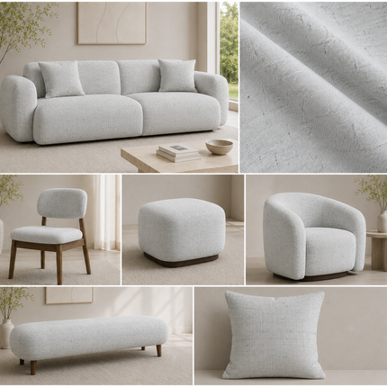 HUBER - Linen Upholstery Fabric- Silver Mist