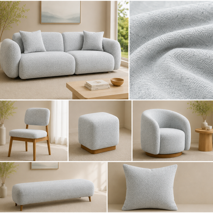 HUBER - Linen Upholstery Fabric- Silver Gray