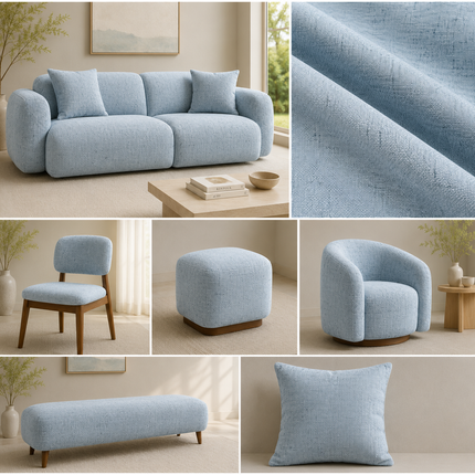 HUBER - Linen Upholstery Fabric- Glacier Blue
