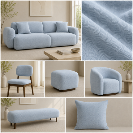 HUBER - Linen Upholstery Fabric- Dusty Denim