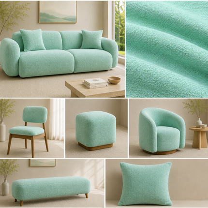 HUBER - Linen Upholstery Fabric- Aqua Island
