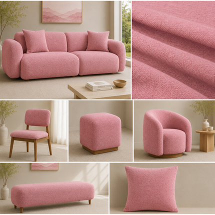 HUBER - Linen Upholstery Fabric- Dusty Rose