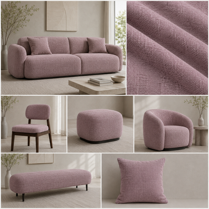 HUBER - Linen Upholstery Fabric- Vintage Plum