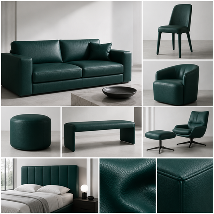 CRAFT- Leatherette Faux Leather Upholstery Fabric- Dark Jade Green