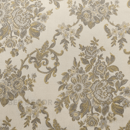 Gulmore - Jacquard Upholstery Fabric - Antique Gold Floral Jacquard