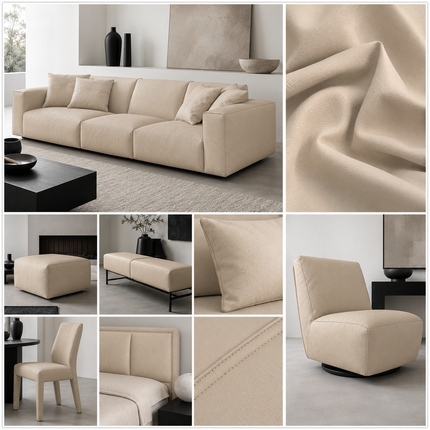 CRAFT- Leatherette Faux Leather Upholstery Fabric- Stone Beige