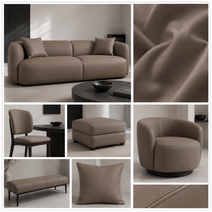 CRAFT- Leatherette Faux Leather Upholstery Fabric- Mink Brown
