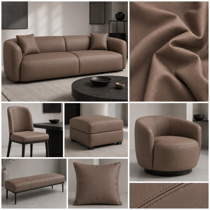 CRAFT- Leatherette Faux Leather Upholstery Fabric- Coffee