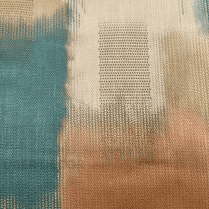 Greek - Abstract Brushstroke Print Upholstery Fabric - Muted Teal with Terracotta & Sand