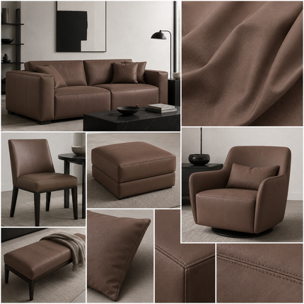 CRAFT- Leatherette Faux Leather Upholstery Fabric- Warm Mahogany