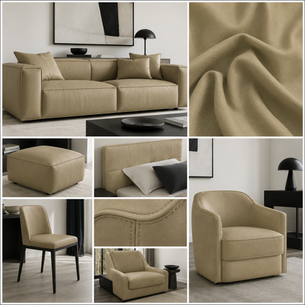 CRAFT- Leatherette Faux Leather Upholstery Fabric- Ecru