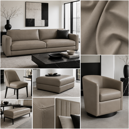 CRAFT- Leatherette Faux Leather Upholstery Fabric- Stone Greige