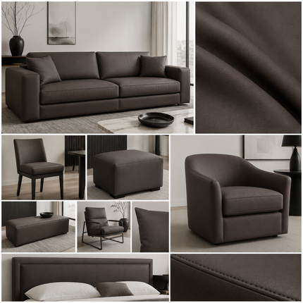 CRAFT- Leatherette Faux Leather Upholstery Fabric- Charcoal Brown