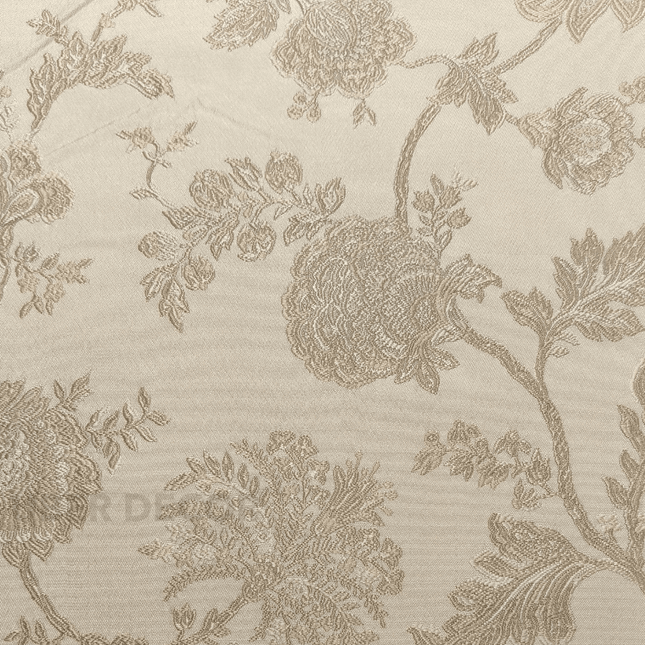 Gulmore - Floral Jacquard Upholstery Fabric - Warm Champagne Ivory