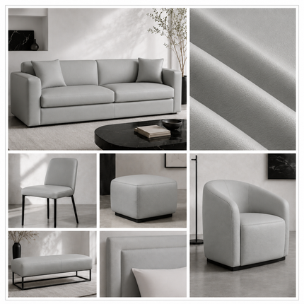 CRAFT- Leatherette Faux Leather Upholstery Fabric- Silver Mist