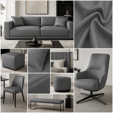 CRAFT- Leatherette Faux Leather Upholstery Fabric- Steel Gray