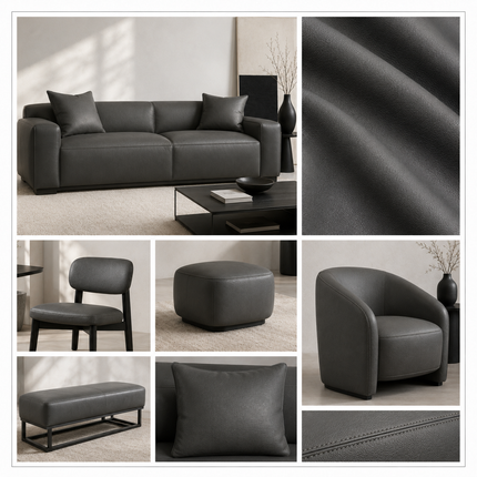 CRAFT- Leatherette Faux Leather Upholstery Fabric- Charcoal Gray