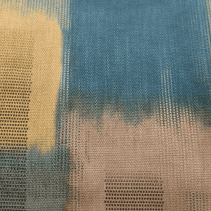 Greek - Abstract Brushstroke Print Upholstery Fabric - Muted Teal with Sand & Mustard Accents