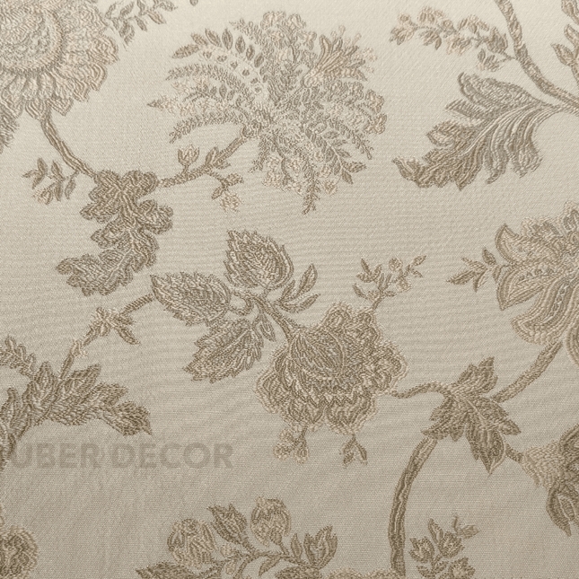 Gulmore - Floral Jacquard Upholstery Fabric - Champagne Ivory