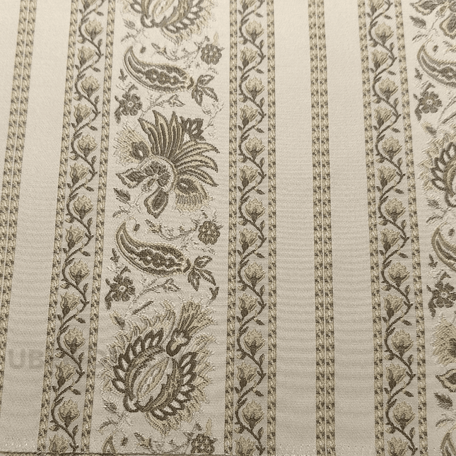 Gulmore - Jacquard Upholstery Fabric - Antique Ivory with Champagne Beige motifs