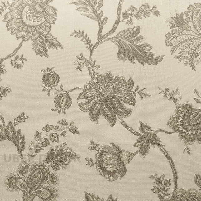 Gulmore - Pearl Floral Tapestry Jacquard Upholstery Fabric - Ivory Heirloom Garden