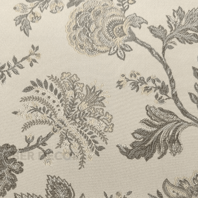 Gulmore - Jacquard Upholstery Fabric - Antique Silver Floral