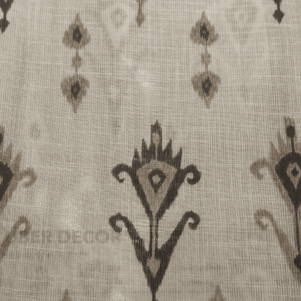 Greek - Ikat Motif Pattern Print Upholstery Fabric - Natural Beige with Dark Brown Accents