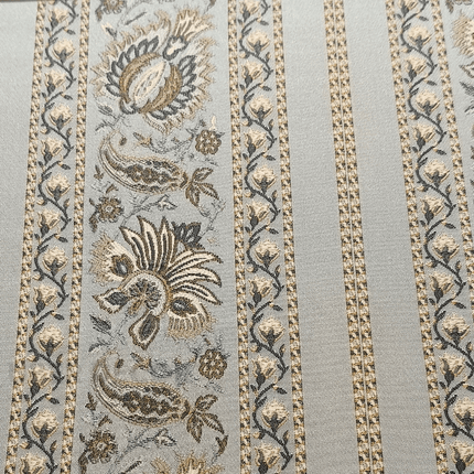 Gulmore - Jacquard Upholstery Fabric - Powder Blue with Antique Gold Accents
