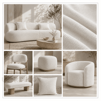 APOLLO - Boucle Upholstery Fabric- Arctic White