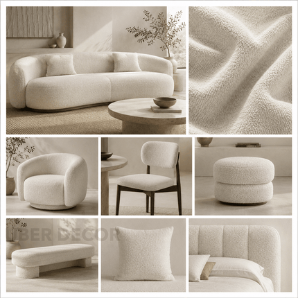 APOLLO - Boucle Upholstery Fabric- Ivory Cream