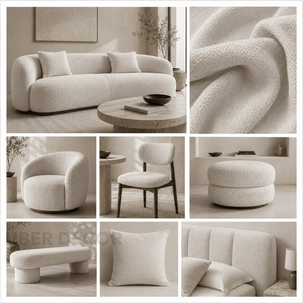 APOLLO - Boucle Upholstery Fabric- soft sand