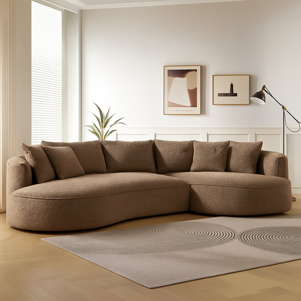 APOLLO - Boucle Upholstery Fabric- Walnut Brown