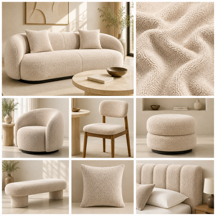 APOLLO - Boucle Upholstery Fabric- Stone Beige