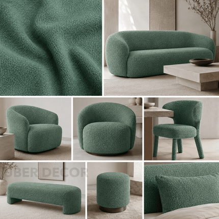 APOLLO - Boucle Upholstery Fabric- Pine Teal