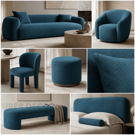 APOLLO - Boucle Upholstery Fabric- Steel Teal
