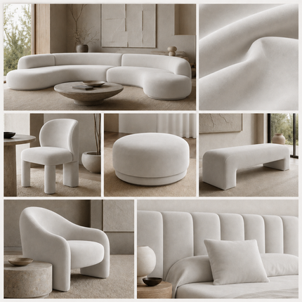DUTCH SUEDE - Suede Velvet Upholstery Fabric- Mist White