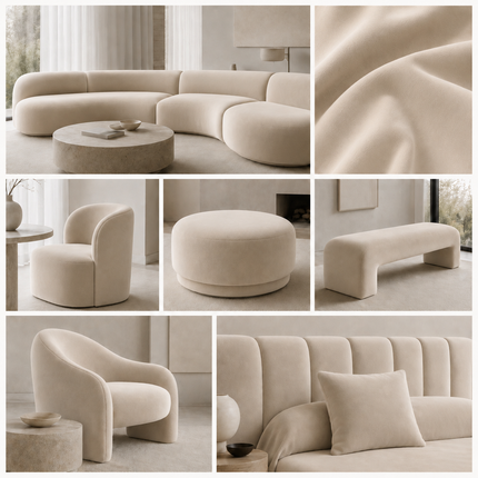 DUTCH SUEDE - Suede Velvet Upholstery Fabric- Oyster Beige