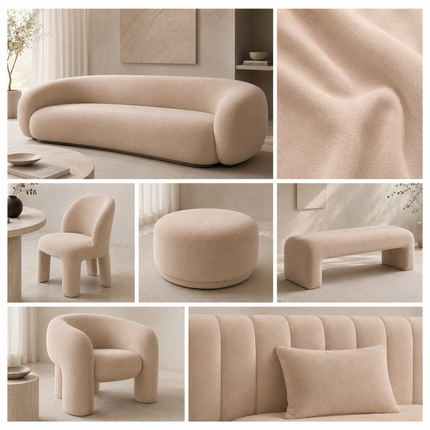 DUTCH SUEDE - Suede Velvet Upholstery Fabric- Latte Beige