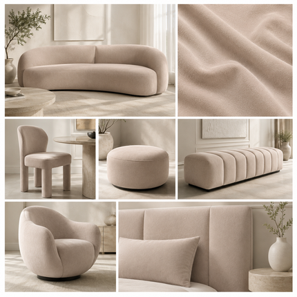 DUTCH SUEDE - Suede Velvet Upholstery Fabric- Taupe