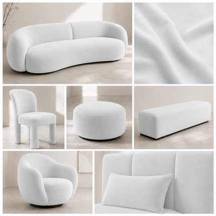 DUTCH SUEDE - Suede Velvet Upholstery Fabric- Azureish White