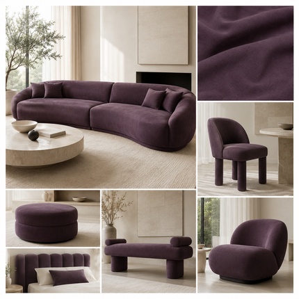 DUTCH SUEDE - Suede Velvet Upholstery Fabric- Plum Wine