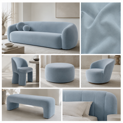 DUTCH SUEDE - Suede Velvet Upholstery Fabric- Moonstone Blue