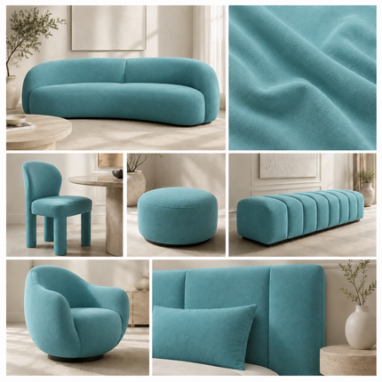 DUTCH SUEDE - Suede Velvet Upholstery Fabric- Blue Lagoon